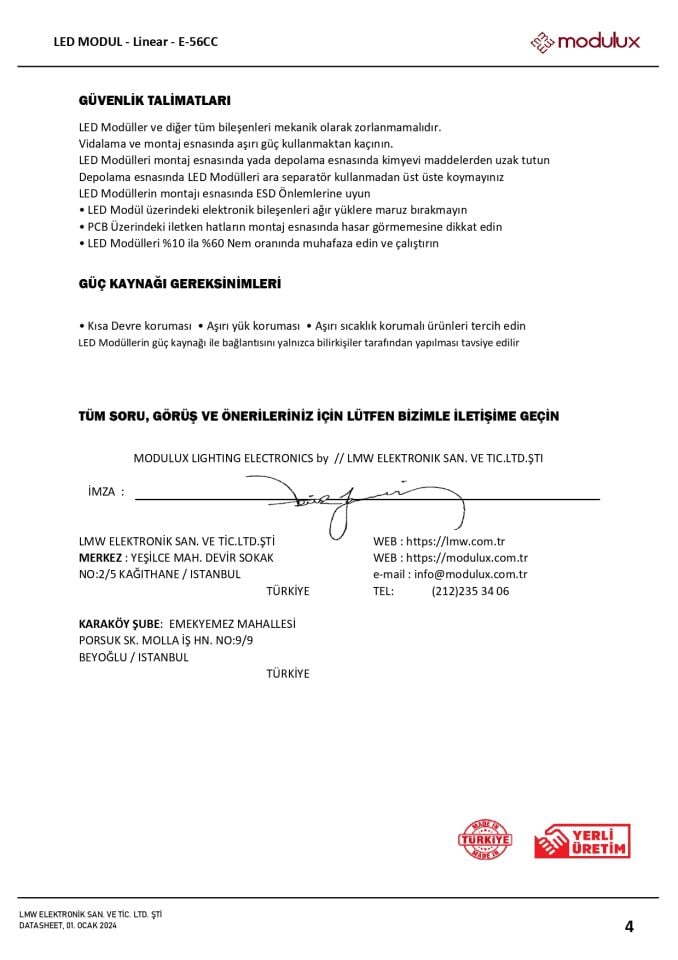 30W / MT Sabit Akım Çift Sıra Linear LED Modül 56 LED, 50 CM- e-56CC- Lineer Çubuk LED