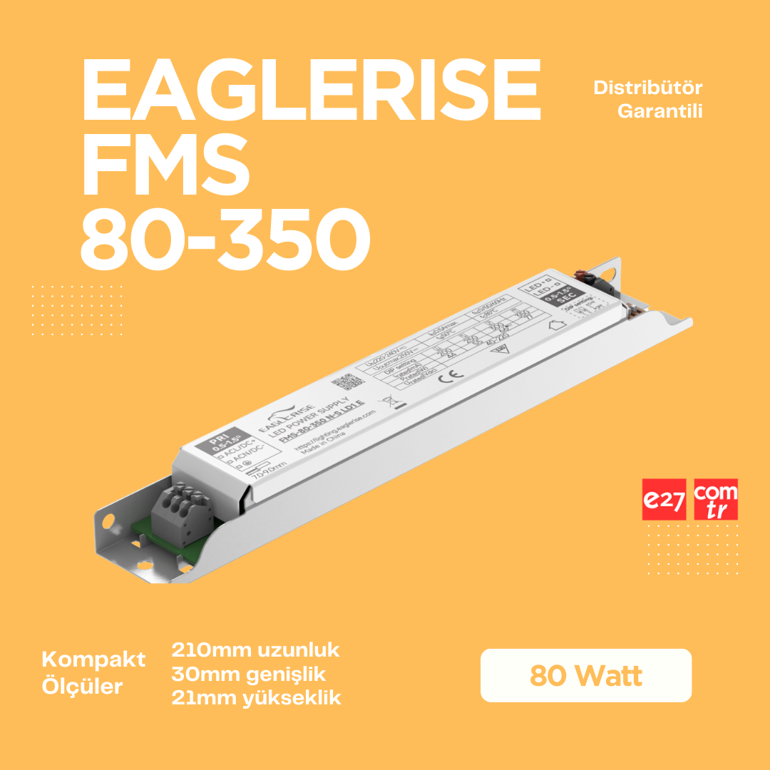 FMS-80-350 N-S LD1 E - 80W 350mA LED Driver | Linear Slim Sabit Akım Sürücü | Eaglerise