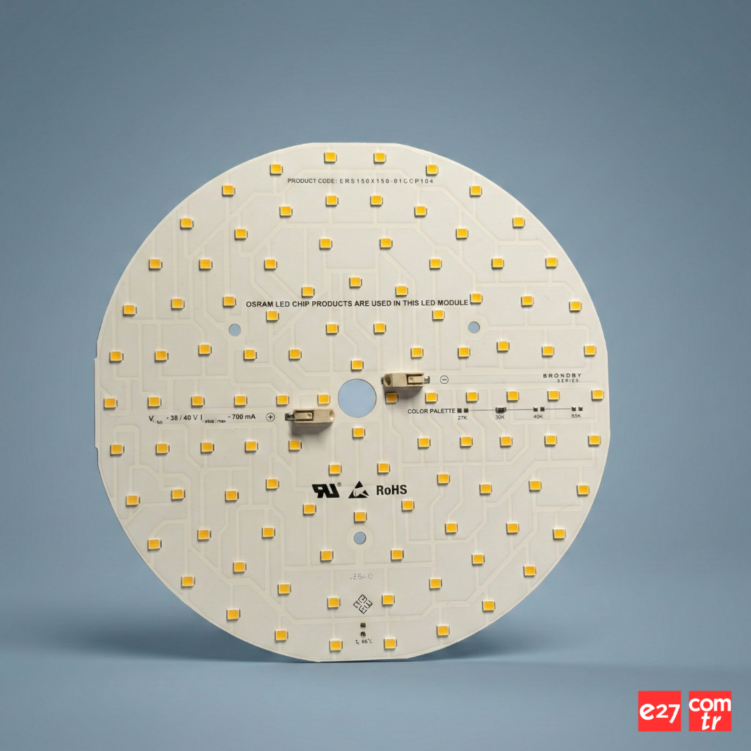 27W 150mm 104 LED Downlight Alüminyum PCB | 38-40V 700mA | 2835 Sabit Akım Yuvarlak LED Modül-ERS150X150-01CCP104