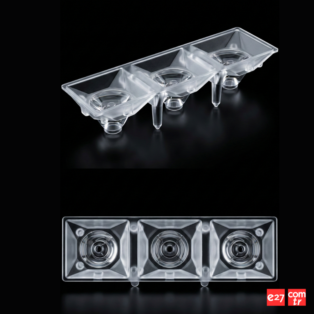 3'lü Wallwasher LED Lens 30° | Lineer Cephe Aydınlatma Optiği, 3x1 Wallwasher LENS