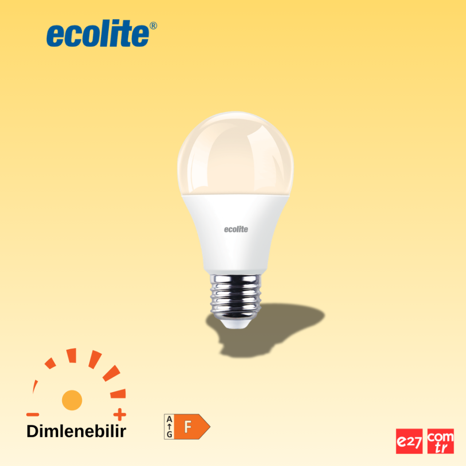 9W (65W Eşdeğer Güç)  ECOLITE e27 Gün Işığı Klasik LED Ampul 3000K - Dimlenebilir özellikli A60.9W.30K.D