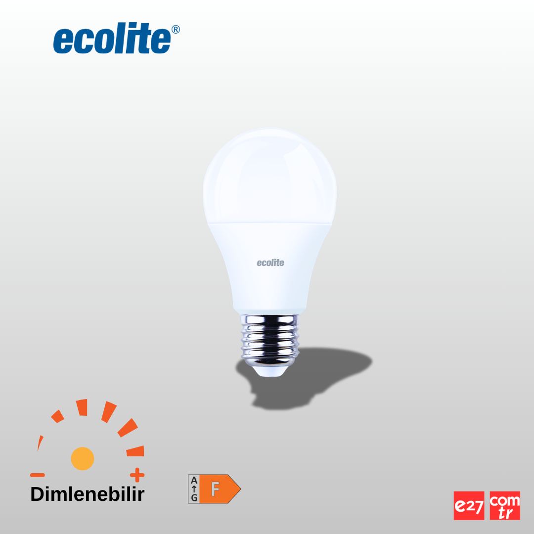 9W (65W Eşdeğer Güç) ECOLITE e27 Beyaz Klasik LED Ampul 6500K - Dimlenebilir özellikli A60.9W.65K.D