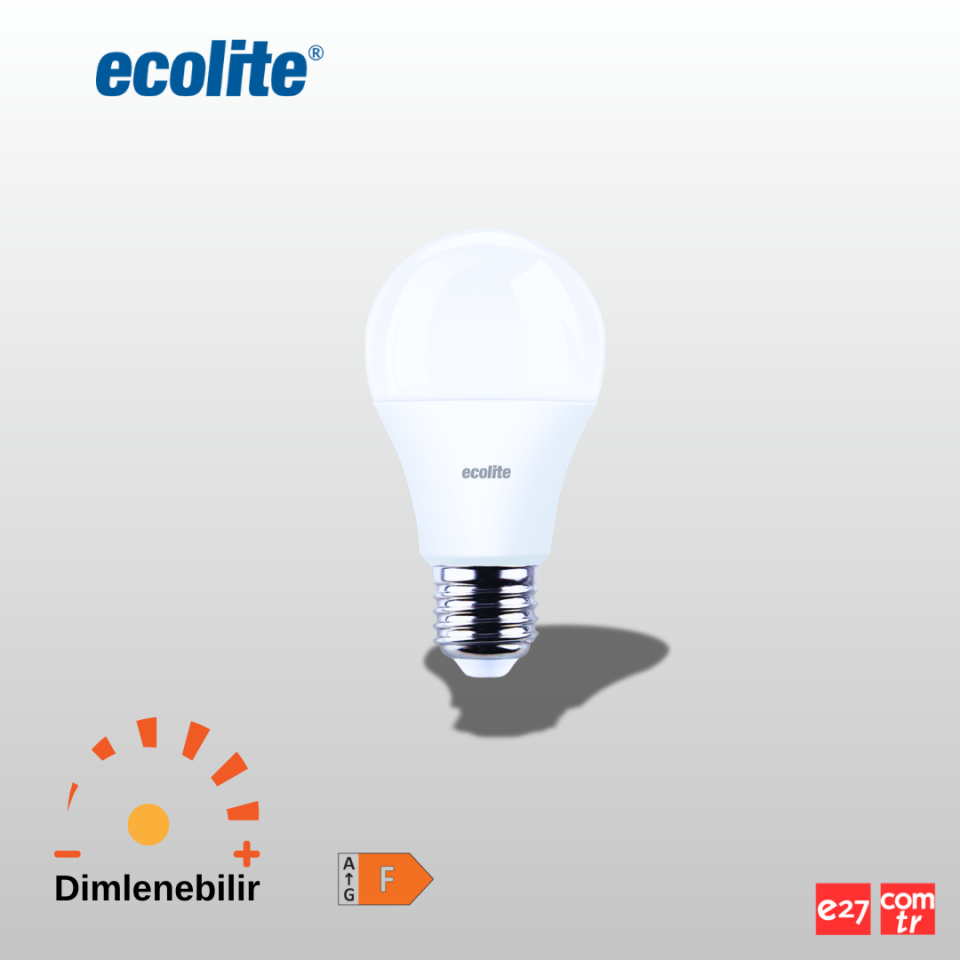 9W (65W Eşdeğer Güç) ECOLITE e27 Beyaz Klasik LED Ampul 6500K - Dimlenebilir özellikli A60.9W.65K.D