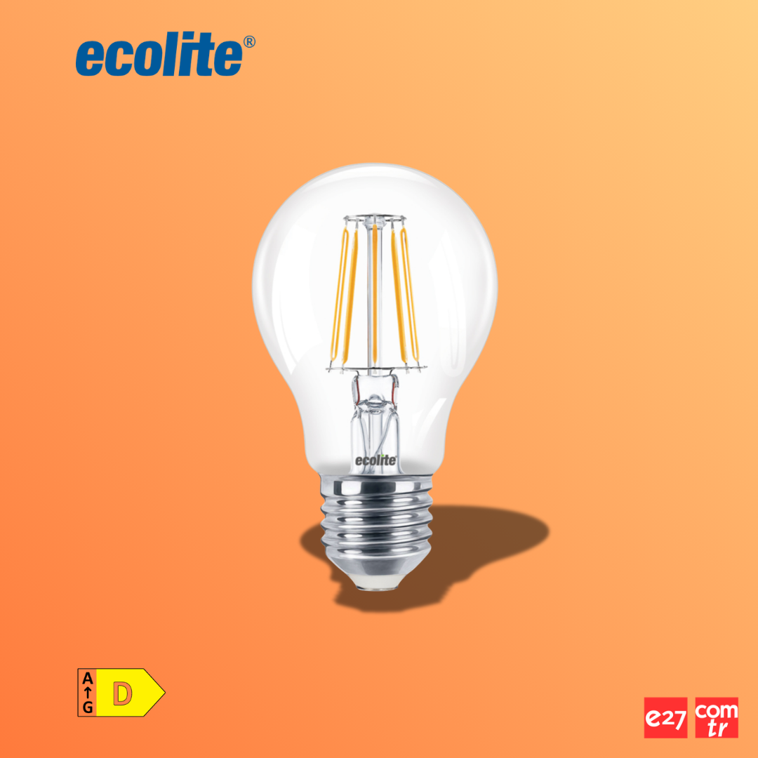 12W ECOLITE e27 Gün Işığı ( Daha Koyu ) 2700K Klasik Filament LED Ampul - A60.FL.12W.27K