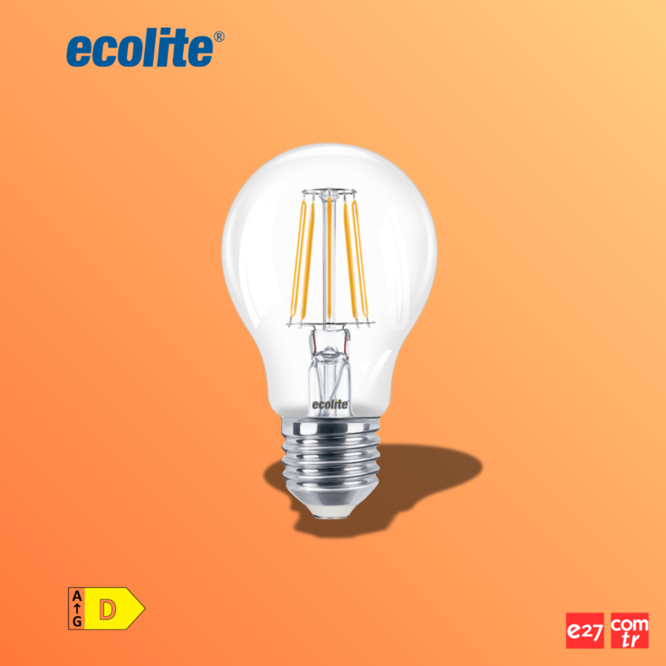 12W ECOLITE e27 Gün Işığı ( Daha Koyu ) 2700K Klasik Filament LED Ampul - A60.FL.12W.27K
