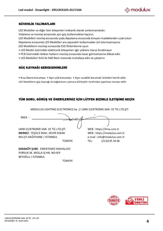 17W 105mm 64 LED Downlight Alüminyum PCB | 23-25V 700mA | Downlight Sabit Akım Yuvarlak LED Modül-ERS105X105-01CCV64