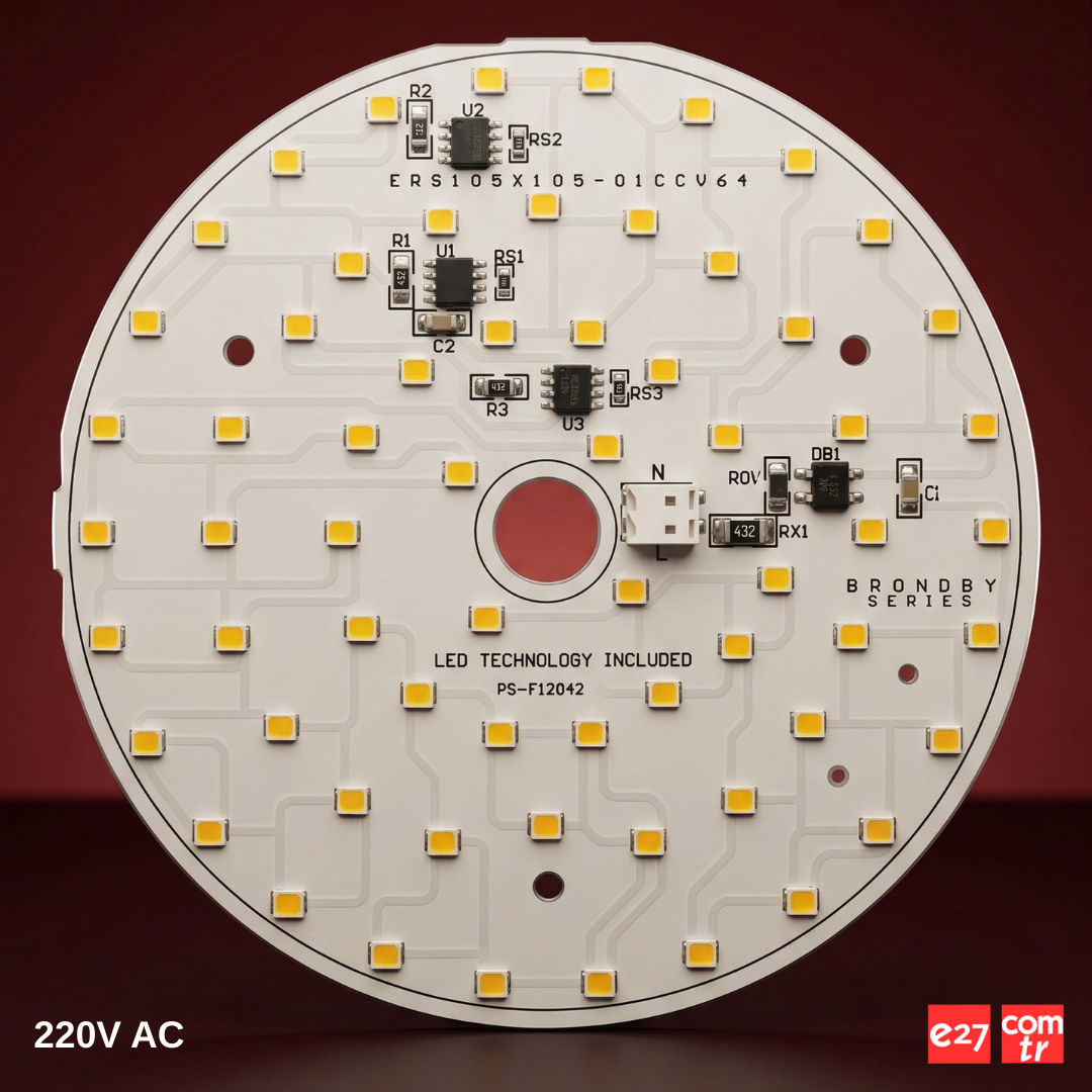 220V AC 17W Downlight Yuvarlak LED Modül 105mm | 64 LED Driver Gerektirmeyen Alüminyum PCB