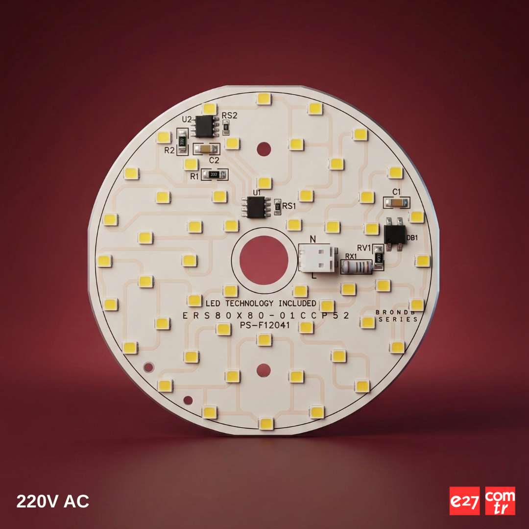 220V AC 14W Downlight Yuvarlak LED Modül 80mm | 52 LED Driver Gerektirmeyen Alüminyum PCB