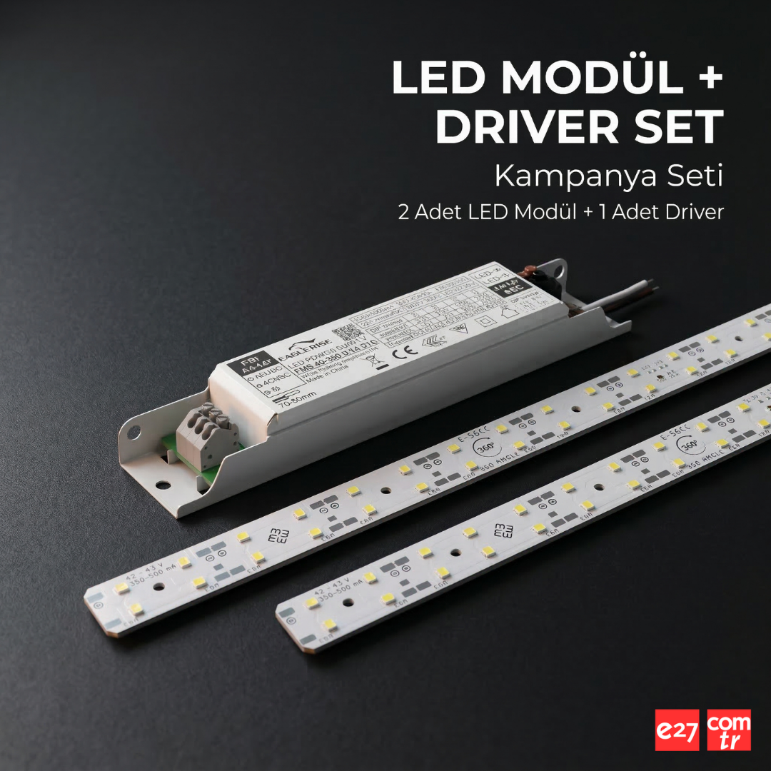 Lineer LED Modül Seti 1 Metre | 2x50cm Çift Sıra LED Modül + 40W 350mA Driver