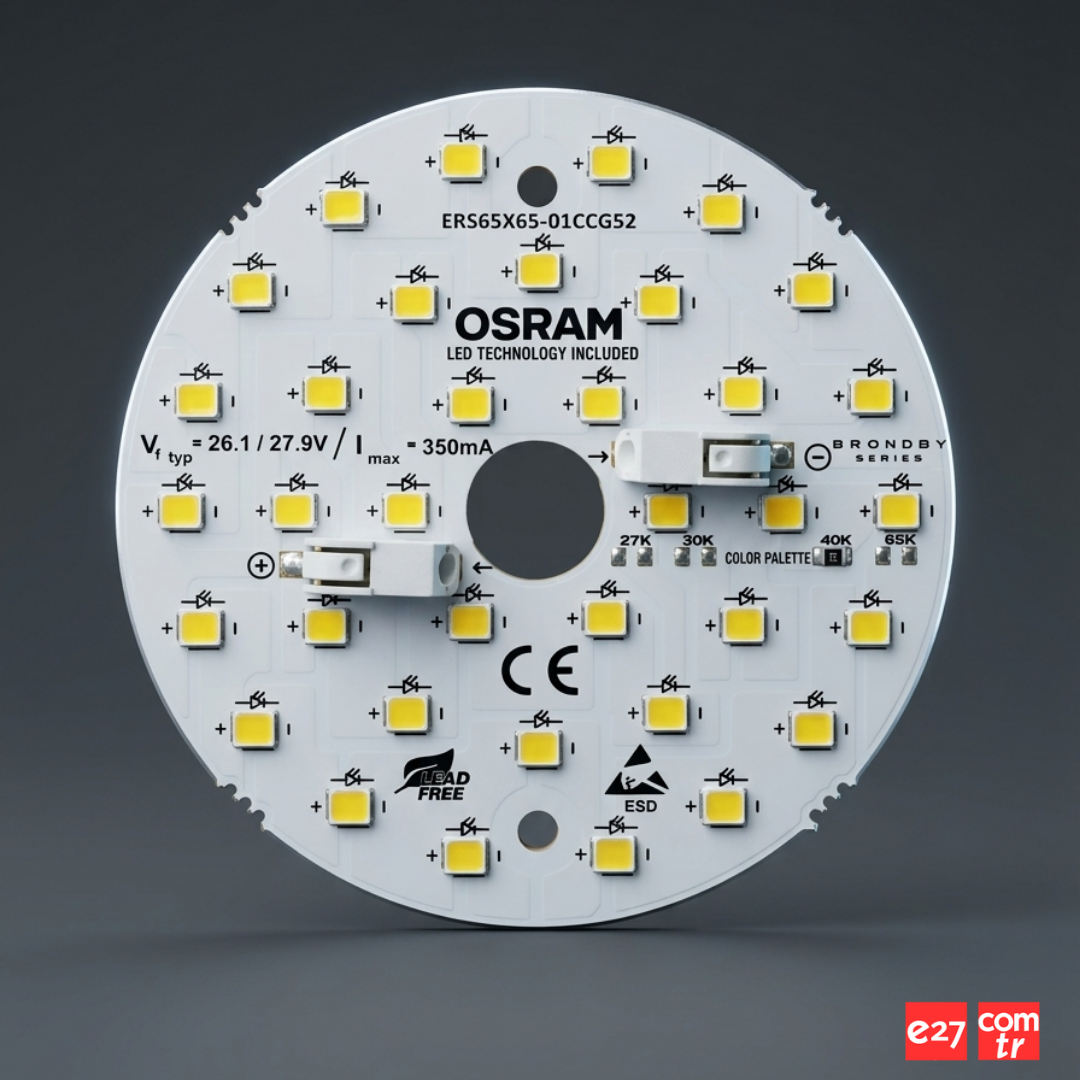 9W 65mm 36LED Yuvarlak Downlight LED PCB | 26-27V 350mA | Downlight Sabit Akım Yuvarlak LED Modül-ERS65X65-01CCG36