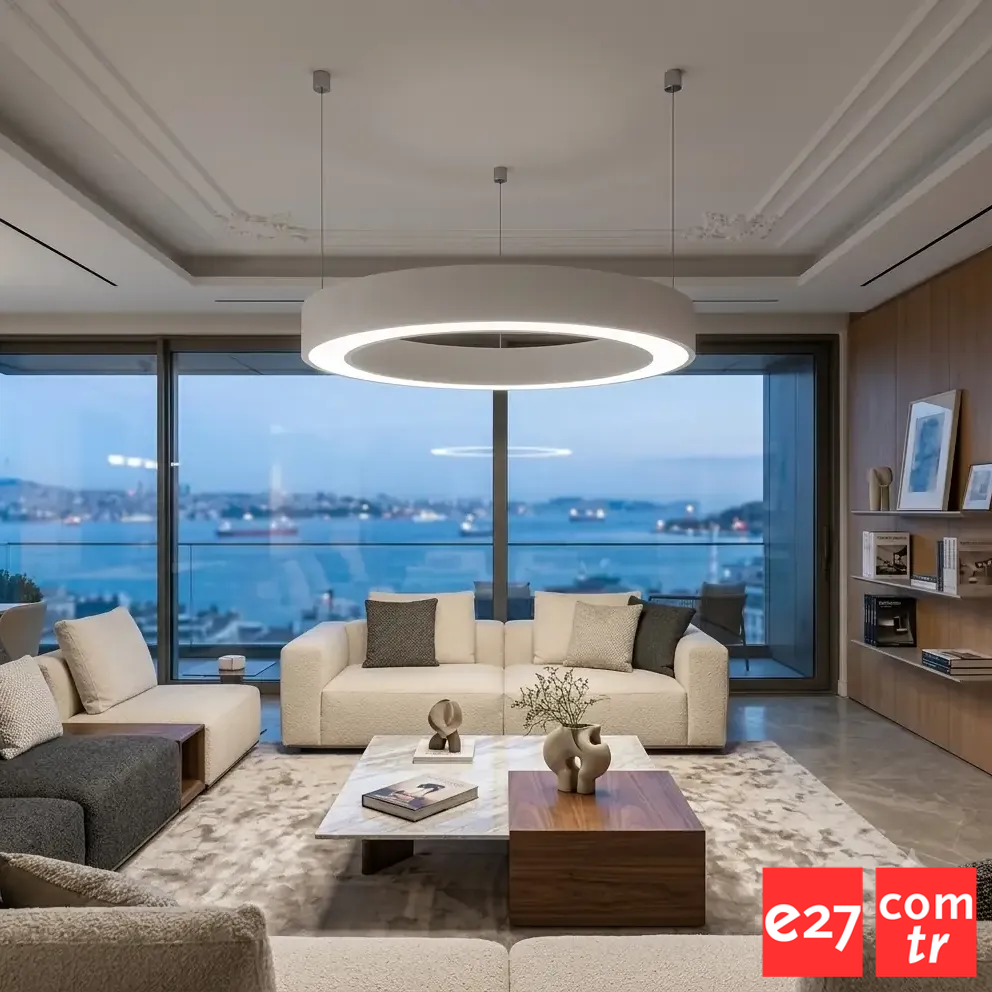 Modern Siyah Halka LED Sarkıt Avize 32W BEYAZ - 4000K - Q120 112W