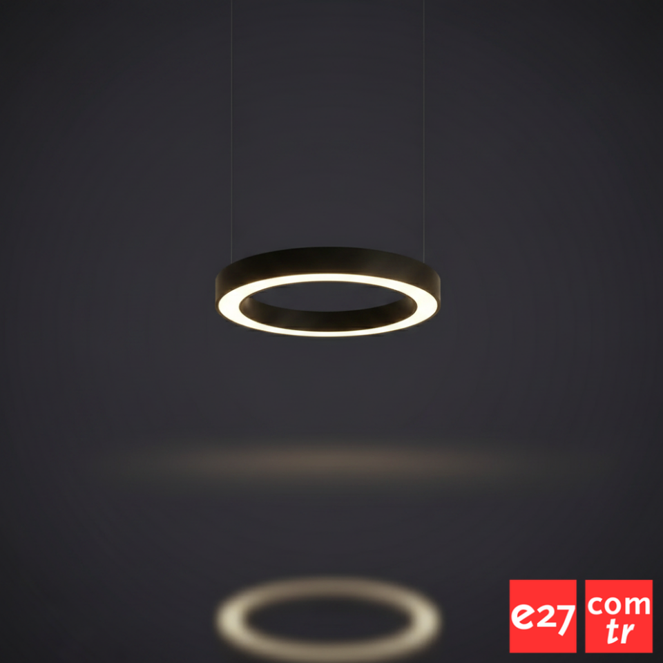 Modern Siyah Halka LED Sarkıt Avize 32W 4160 Lm