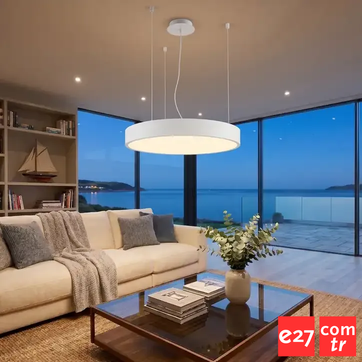 Modern Davul LED Sarkıt Avize | e27.com.tr BEYAZ - 6500K - Q70 84W