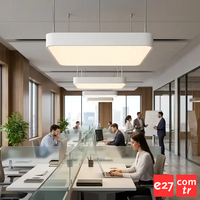 Kare Oval Davul Avize - Modern Sarkıt Aydınlatma BEYAZ - 3000K - 40X40 37W