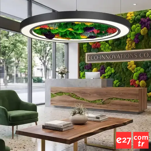 Yosunlu LED Sarkıt Avize - Modern Moss Bagel Serisi SİYAH - 3000K - Q40 60W