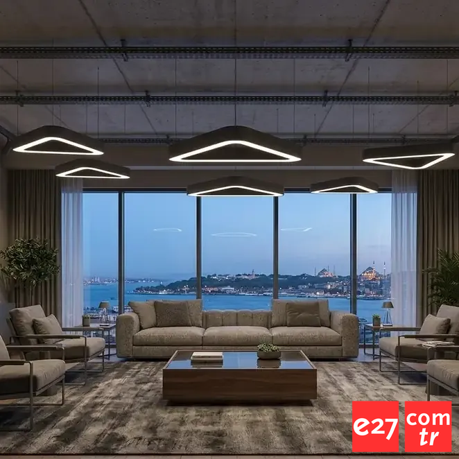 Delta Üçgen Ofis Aydınlatma Armatürü ANRASİT 7016 - 4000K - 60X60CM 53W